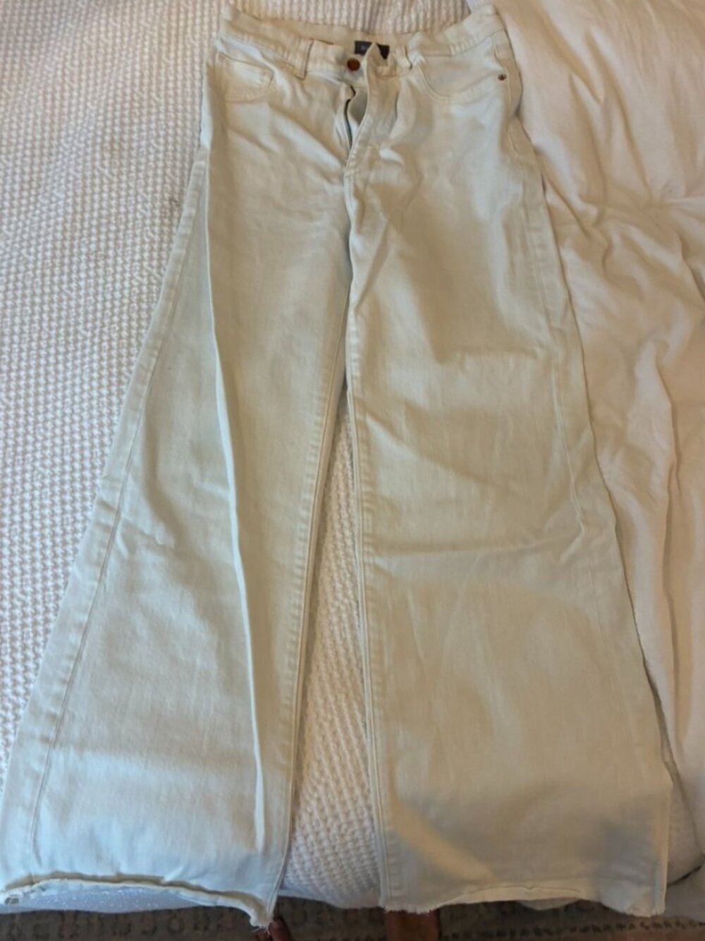 DL1961 Hepburn Wide Leg High Rise Vintage Off White Jeans 27